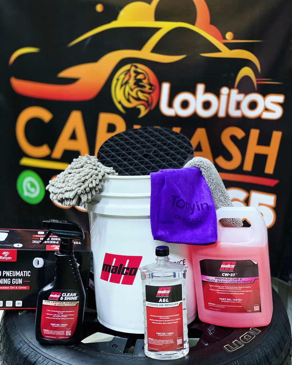 Productos premium Malco, Tonyin y equipo profesional Lobito Auto Detailing